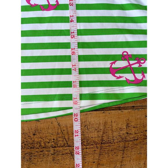 Womens Melly M Green Stripes Hot Pink Anchor Skirt Nautical Stretchy Summer S - Picture 5 of 7